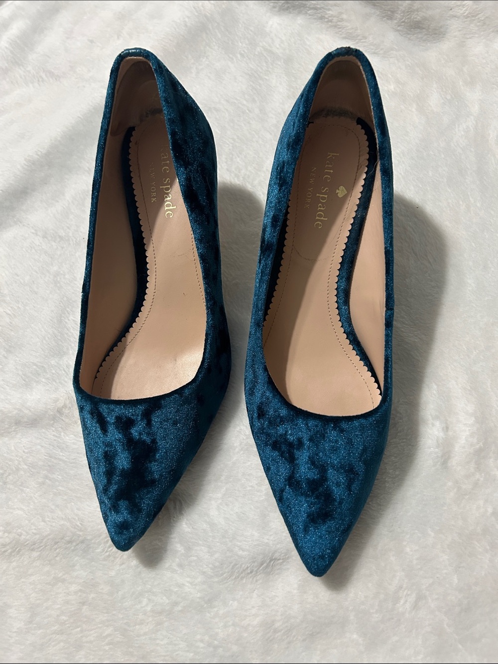 kate spade Teal Velvet Pointed Toe Pumps